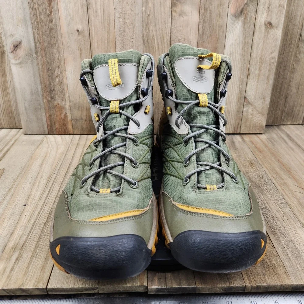 Keen Marshall Mid WP Mens 14 Waterproof Hiking Boots Olive Green Yellow 1009542